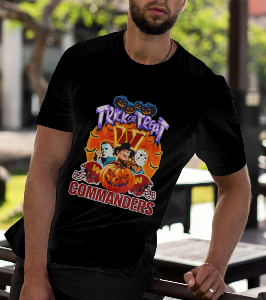 Washington Commanders Trick Or Treat Halloween 2026 Horror Characters T-Shirt