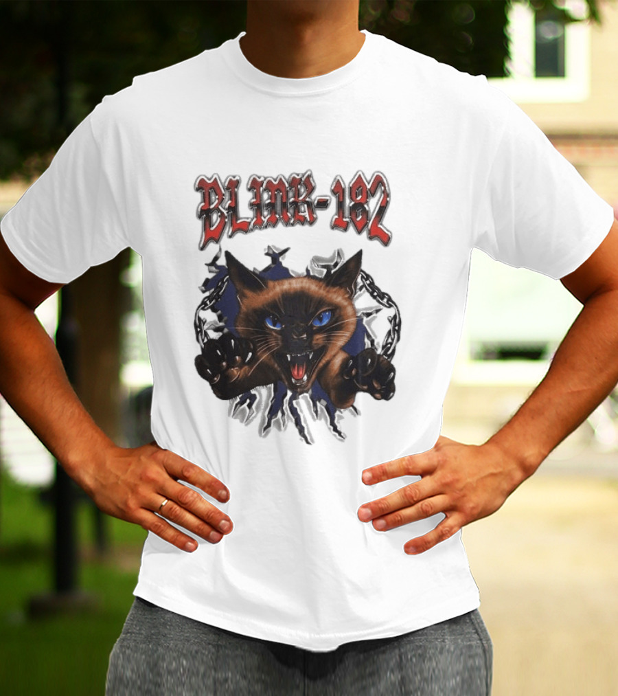 Blink 182 Cheshire Cat Angry Siamese Chain Breakout T-Shirt