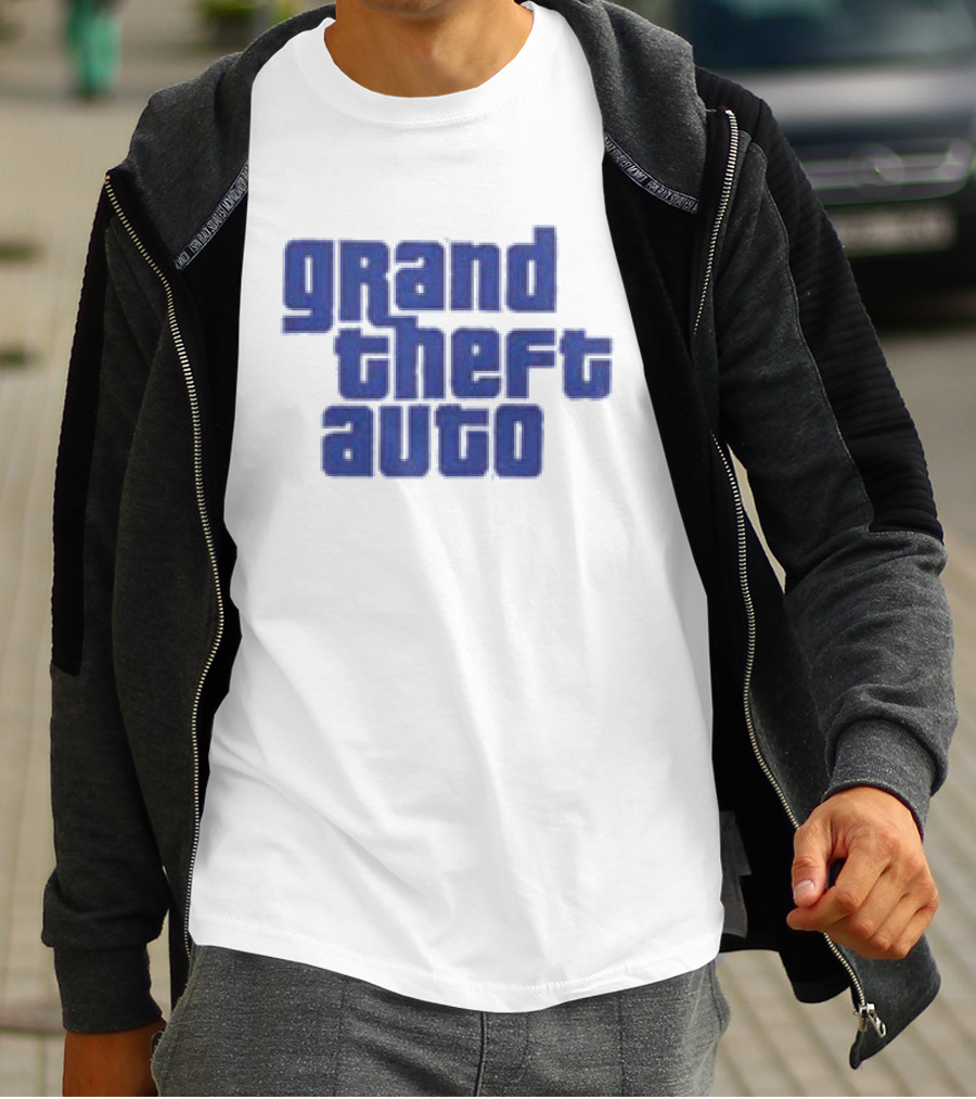 Grand Theft Auto Vintage Text Graphic Blue Aesthetic T-Shirt