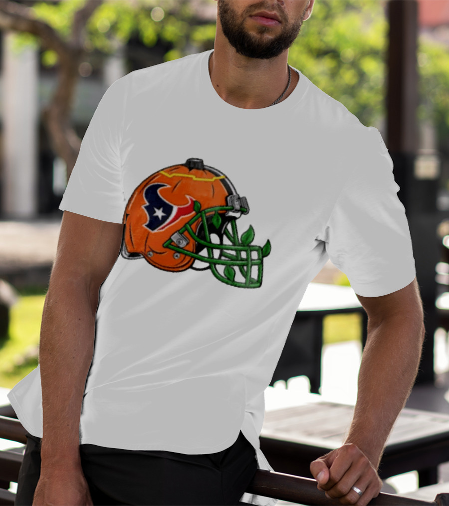 Houston Texans Pumpkin Helmet Halloween Football Fan T-Shirt