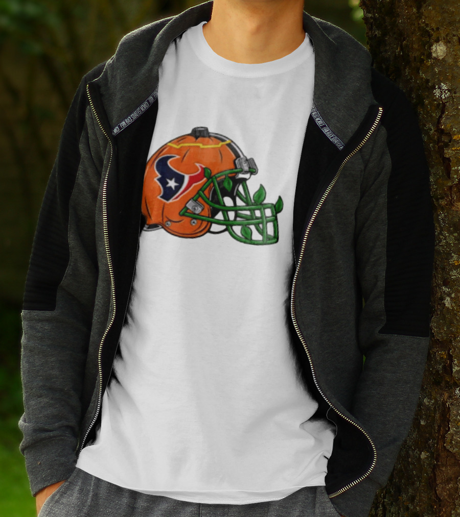 Houston Texans Pumpkin Helmet Halloween Football Fan T-Shirt