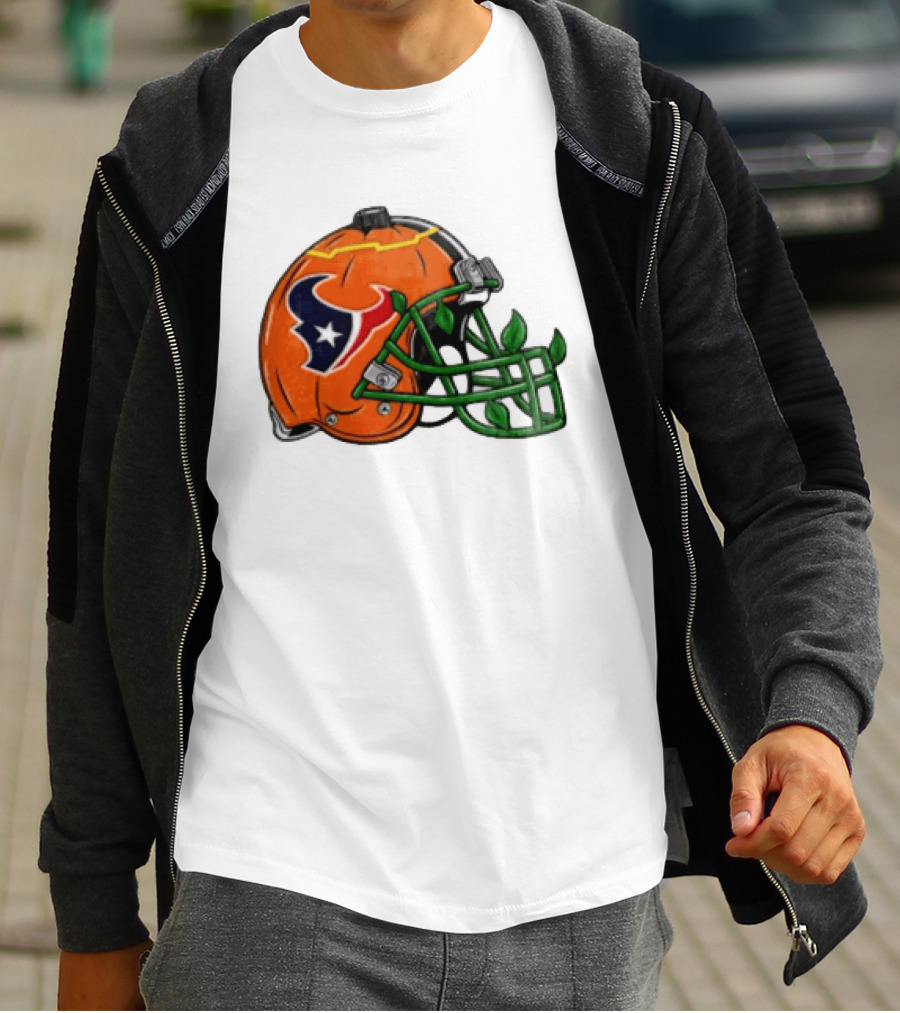 Houston Texans Pumpkin Helmet Halloween Football Fan T-Shirt