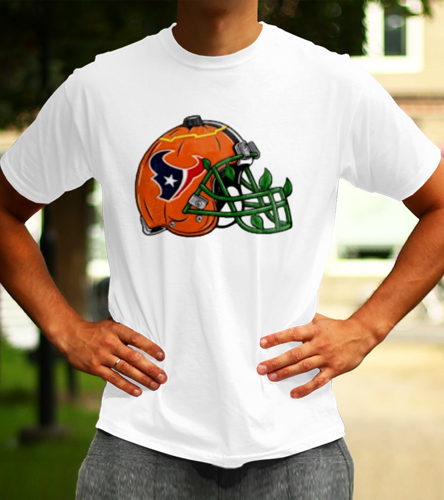 Houston Texans Pumpkin Helmet Halloween Football Fan T-Shirt