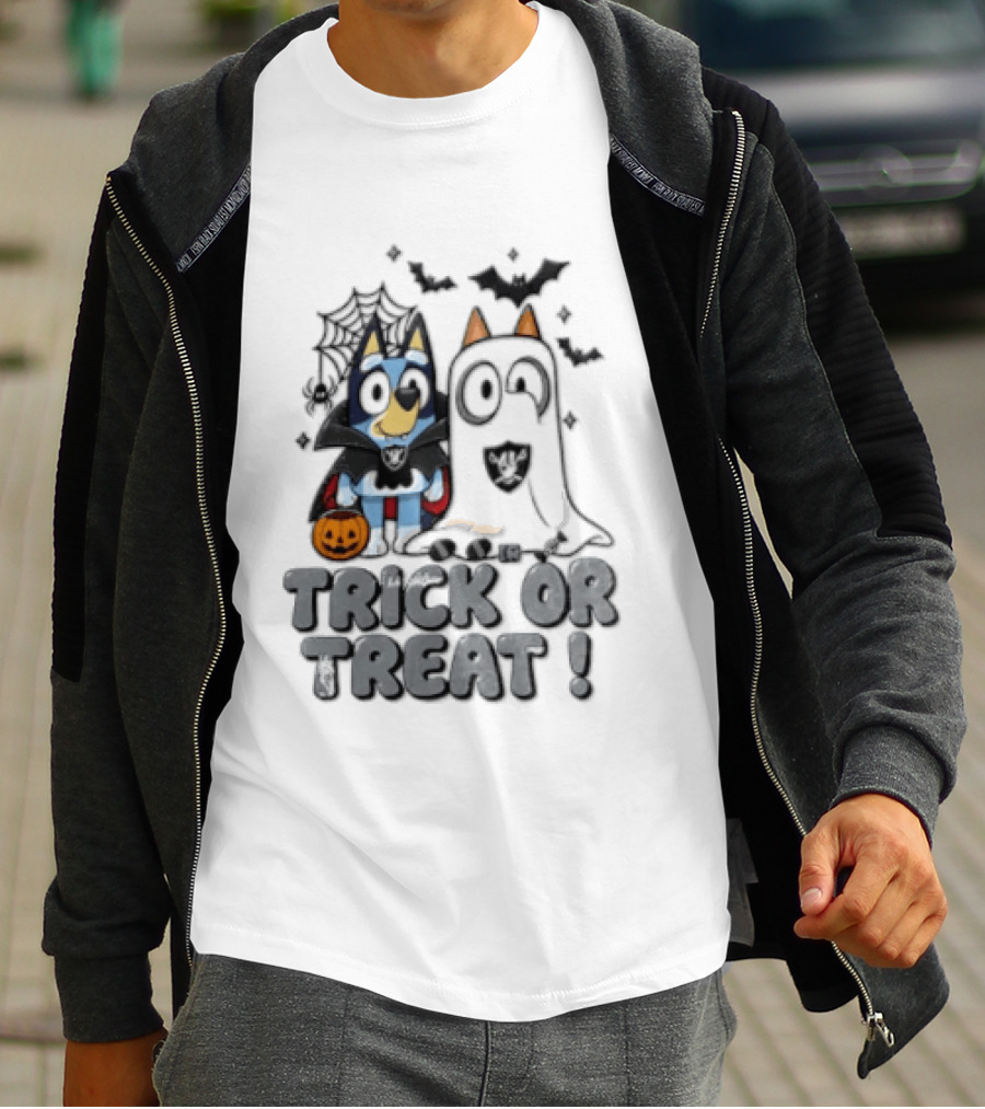 Las Vegas Raiders Bluey Trick Or Treat Halloween Costume Party T-Shirt