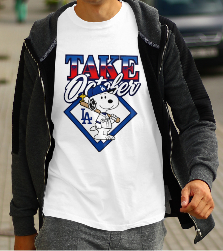 Los Angeles Dodgers Take October Snoopy Baseball Collaboration T-Shirt