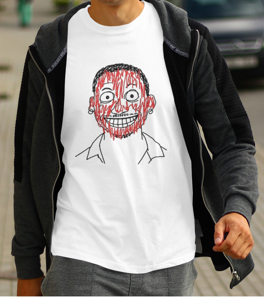 Night Lovell Store Scribble Ringer Nightmarish Grinning Face T-Shirt
