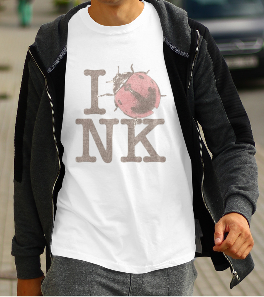 Noah Kahan Store I Love NK Pink Ladybug T-Shirt