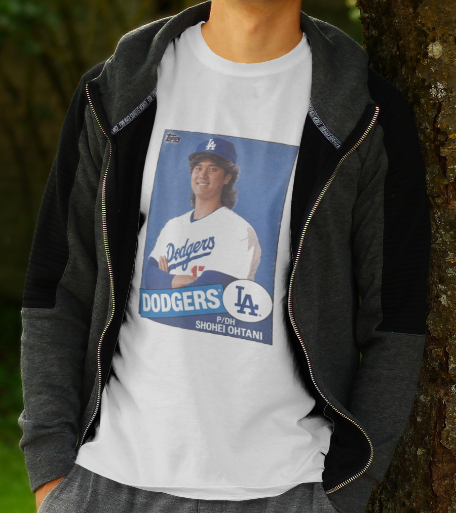 Shohei Ohtani Dodgers P/DH 80s Topps Los Angeles Baseball Card T-Shirt