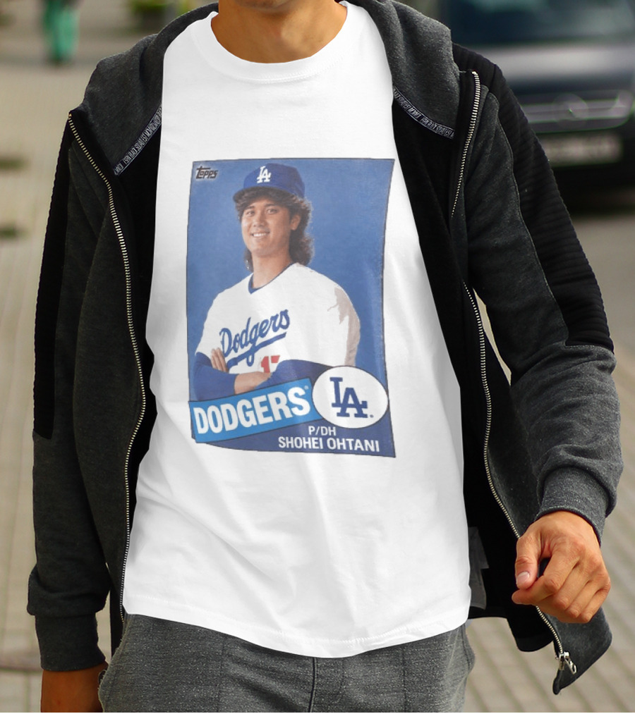 Shohei Ohtani Dodgers P/DH 80s Topps Los Angeles Baseball Card T-Shirt