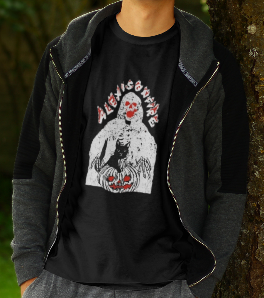 Alexisonfire Halloween Skeleton Cat Pumpkin Strange Things T-Shirt