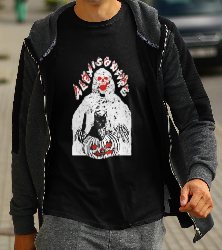 Alexisonfire Halloween Skeleton Cat Pumpkin Strange Things T-Shirt