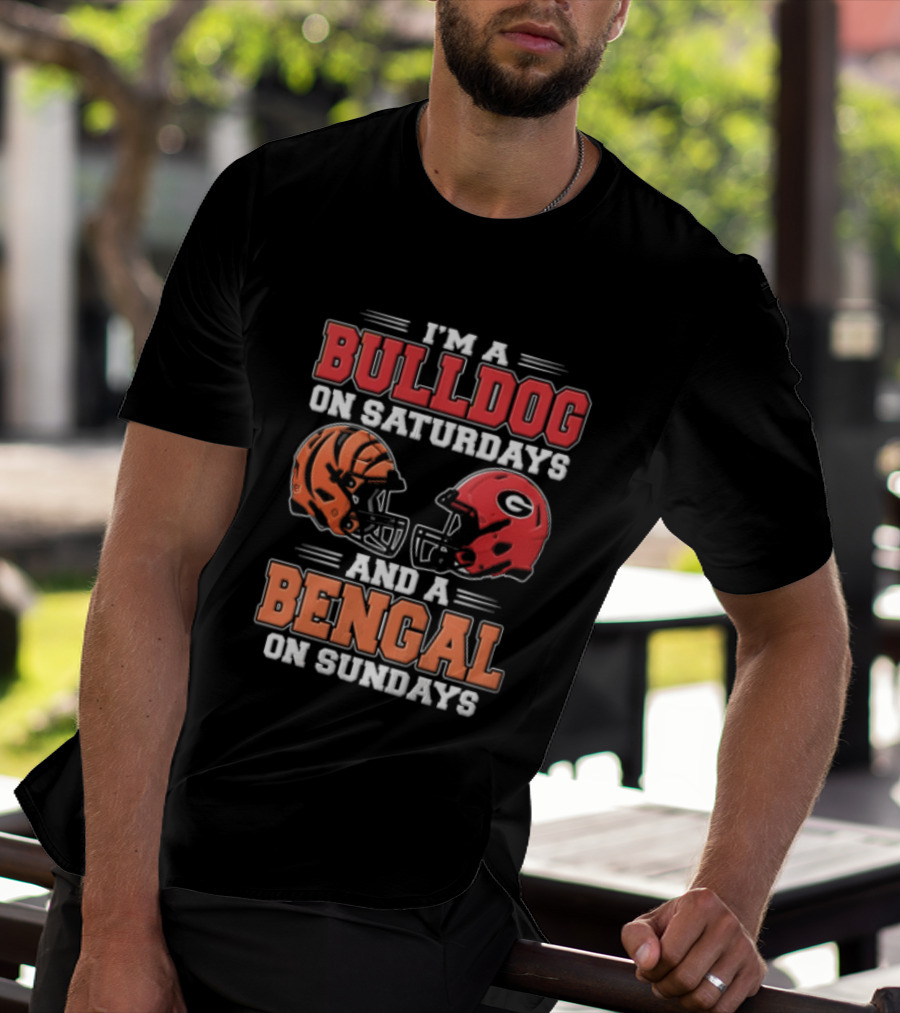 I'm A Bulldog On Saturdays And A Bengal On Sundays Football Helmets T-Shirt