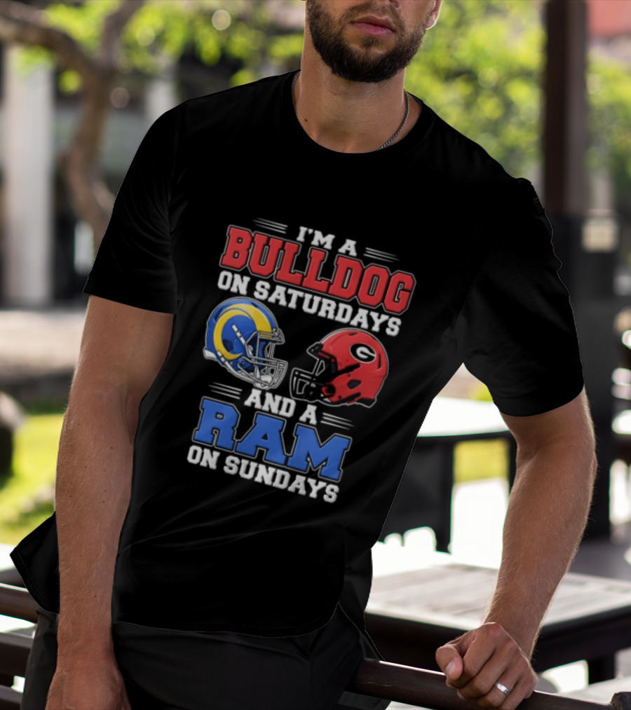 I'm A Bulldog On Saturdays And A Ram On Sundays Football Helmets T-Shirt