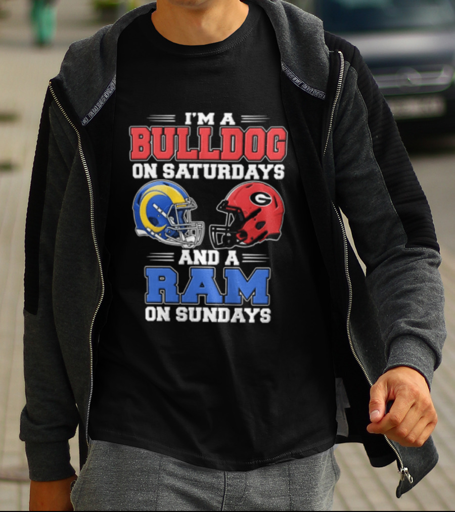 I'm A Bulldog On Saturdays And A Ram On Sundays Football Helmets T-Shirt