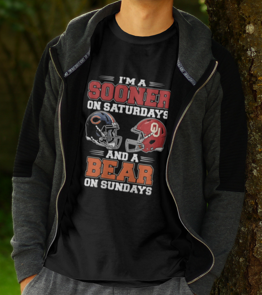 I'm A Sooner On Saturdays And A Bear On Sundays Football Helmets T-Shirt