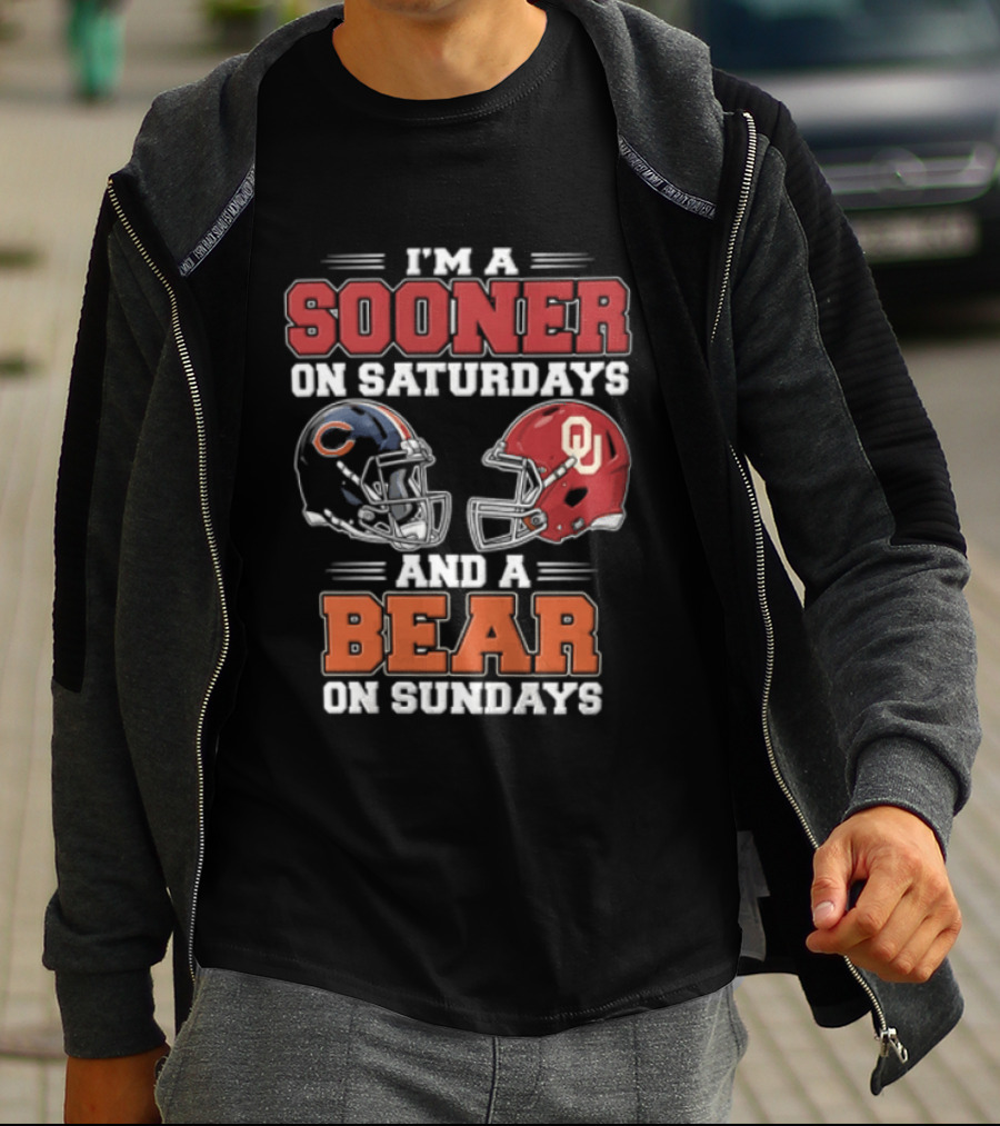 I'm A Sooner On Saturdays And A Bear On Sundays Football Helmets T-Shirt