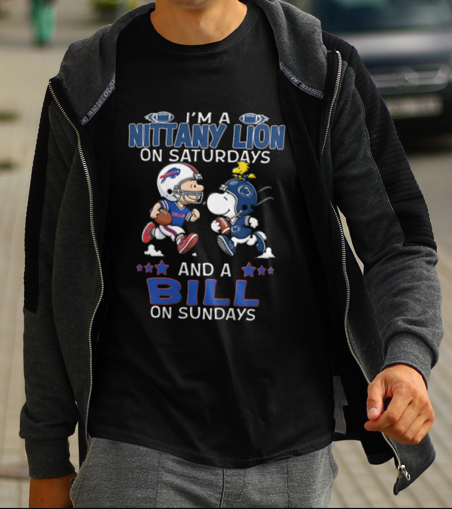 I'm A Nittany Lion On Saturdays And A Bill On Sundays Peanuts Charlie Brown Snoopy T-Shirt