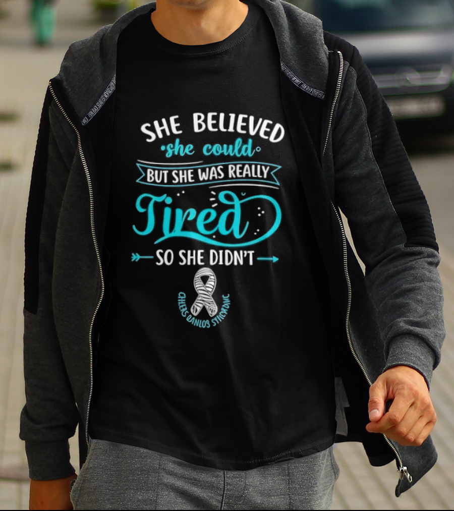 She Believed She Could But She Was Really Tired So She Didn't Chronic Fatigue Syndrome Awareness Ribbon T-Shirt