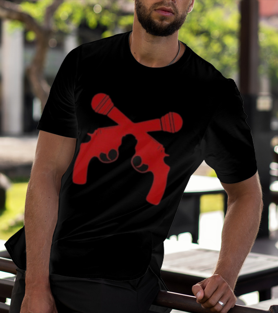 Kill Tony Ask Me About My Big Joke Book Microphones Crossed With Guns T-Shirt