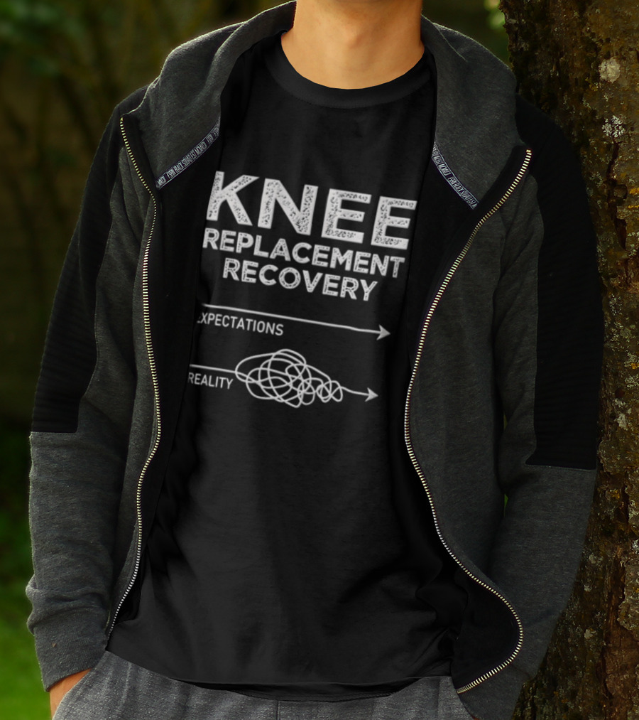 Knee Replacement Recovery Expectations Versus Reality Arrow Comparison T-Shirt