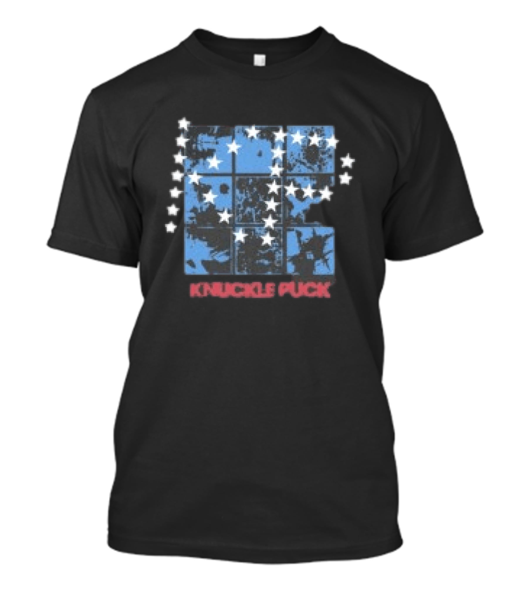 Knuckle Puck Faded Black Stars Blue Grid T-Shirt
