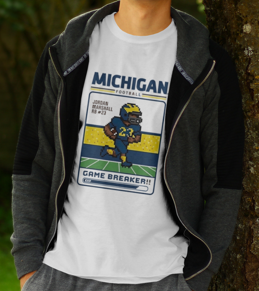 Jordan Marshall Michigan Football Game Breaker Pixel Art #21 T-Shirt