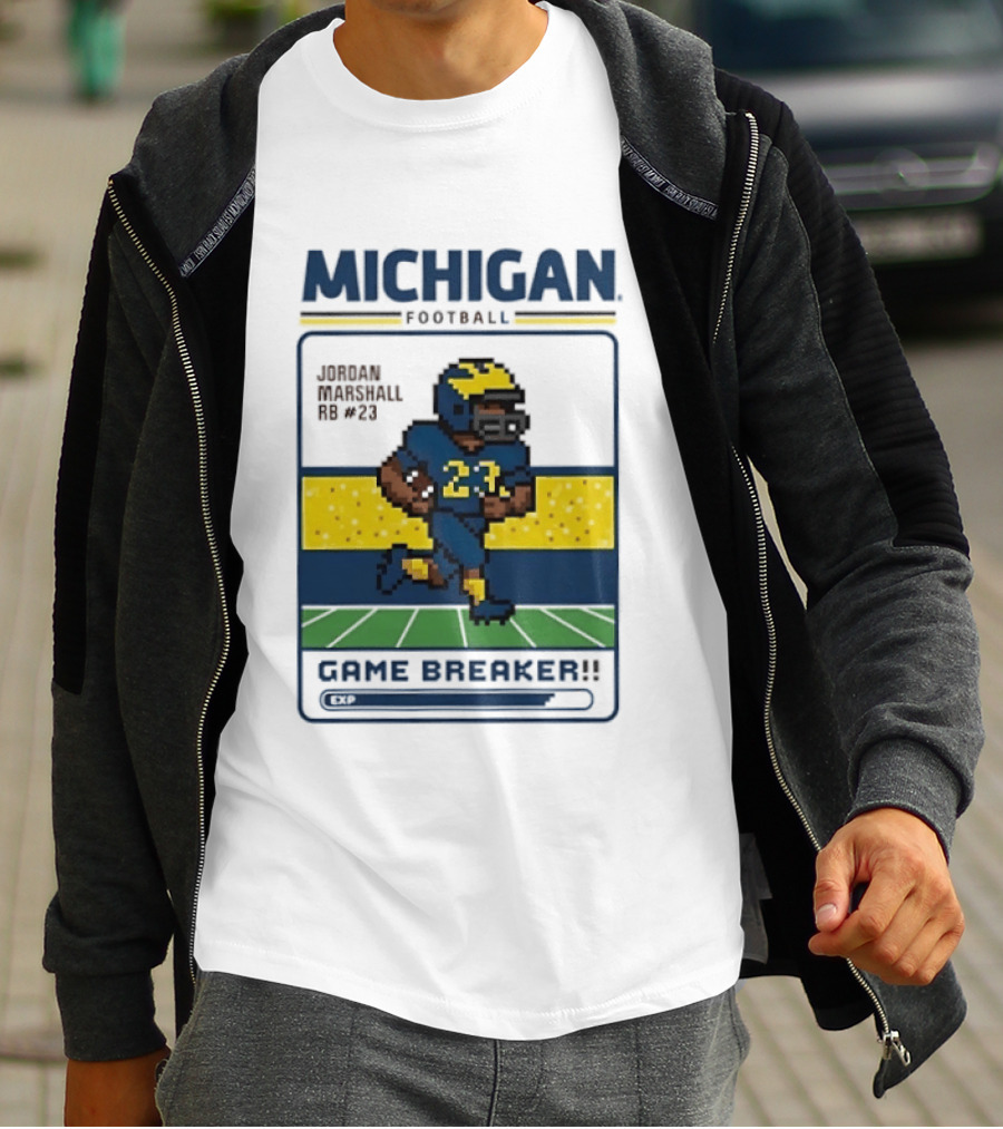 Jordan Marshall Michigan Football Game Breaker Pixel Art #21 T-Shirt