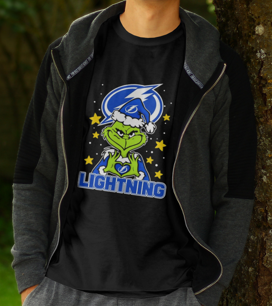 Tampa Bay Lightning Christmas Grinch Holiday Fan T-Shirt
