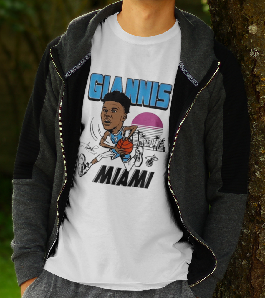 Giannis Antetokounmpo Vice City Miami Heat Caricature T-Shirt