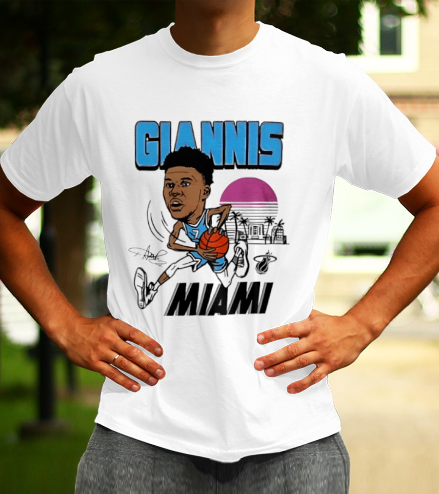 Giannis Antetokounmpo Vice City Miami Heat Caricature T-Shirt