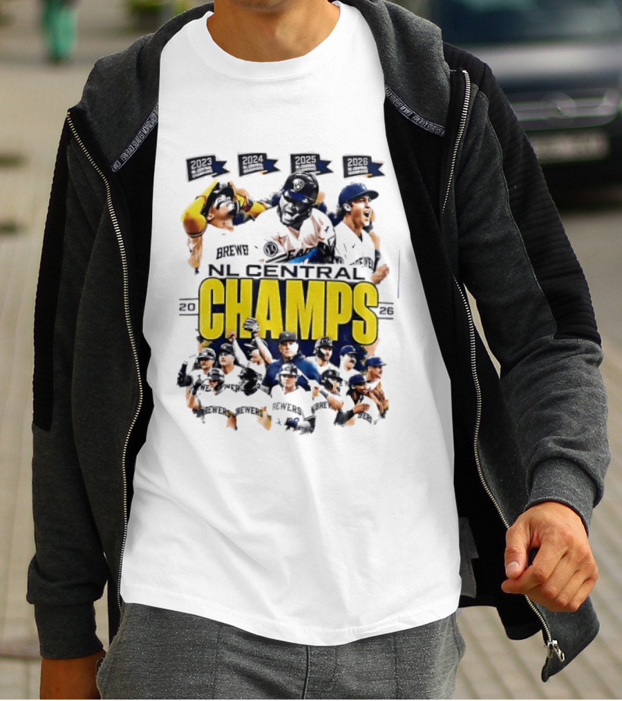 Milwaukee Brewers 2026 NL Central Champs Banner With Team Players T-Shirt