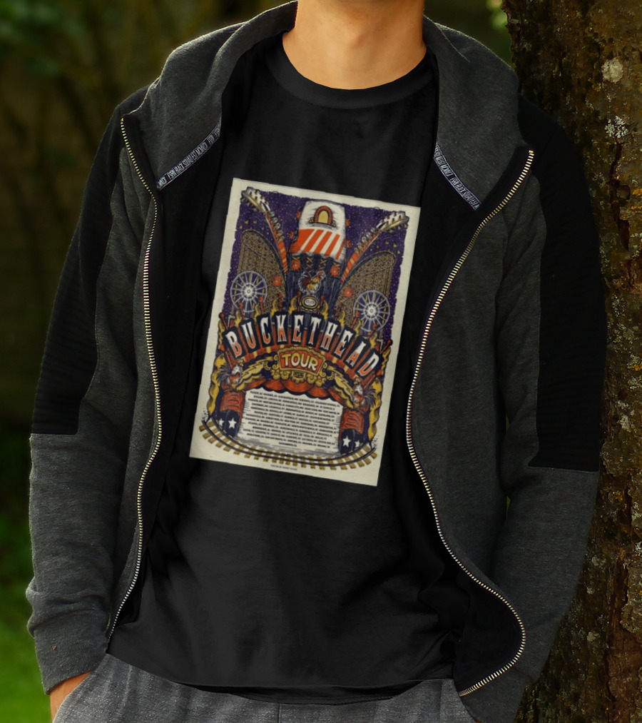 Buckethead 2026 Tour Psychedelic Rock Art With Guitars And Illustrations T-Shirt