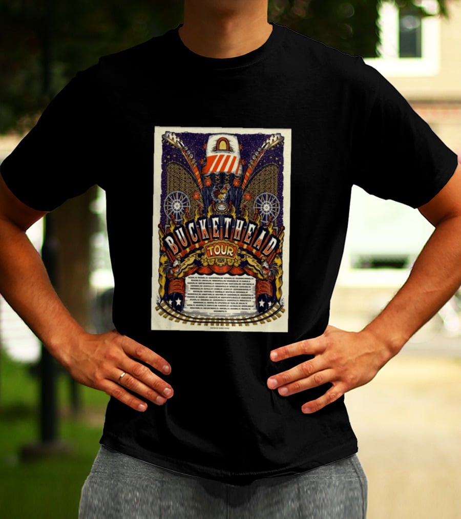 Buckethead 2026 Tour Psychedelic Rock Art With Guitars And Illustrations T-Shirt