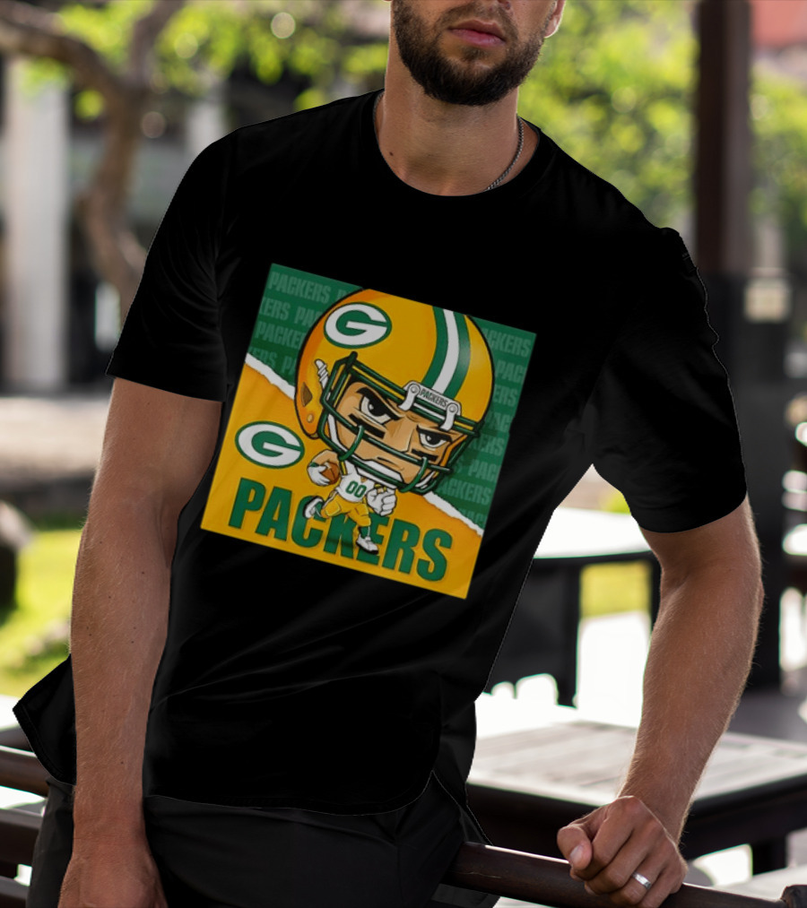Green Bay Packers Chibi Player Helmet Packers T-Shirt