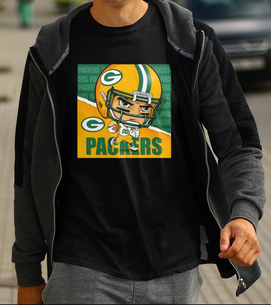 Green Bay Packers Chibi Player Helmet Packers T-Shirt