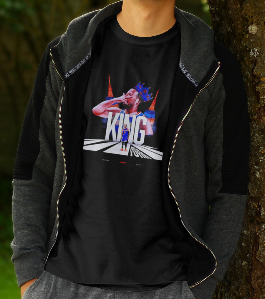 King Of New York Jalen Brunson Crown Basketball Statue Liberty Skyline T-Shirt