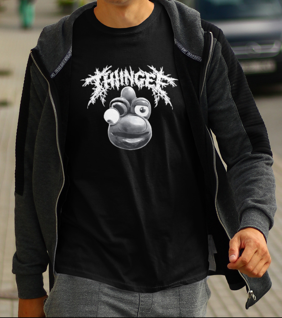Thingee Metal Jason Gunn Silver Cartoon T-Shirt