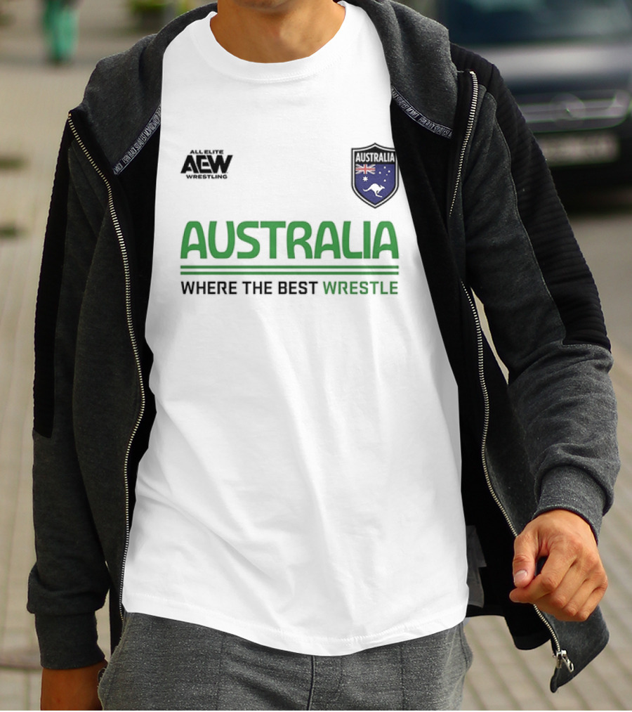 AEW Australia Where The Best Wrestle Iconic Shield T-Shirt