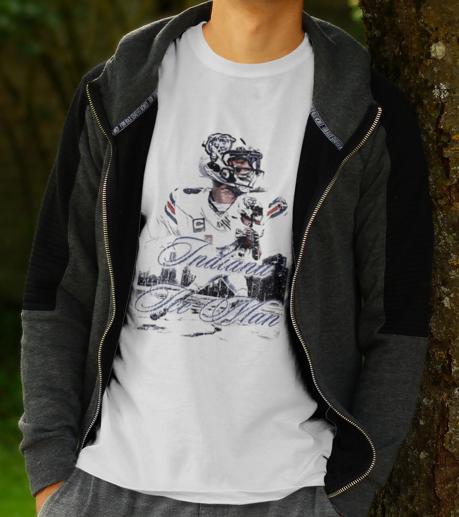 Caleb Williams Chicago Bears Indiana The Man Football Skyline T-Shirt
