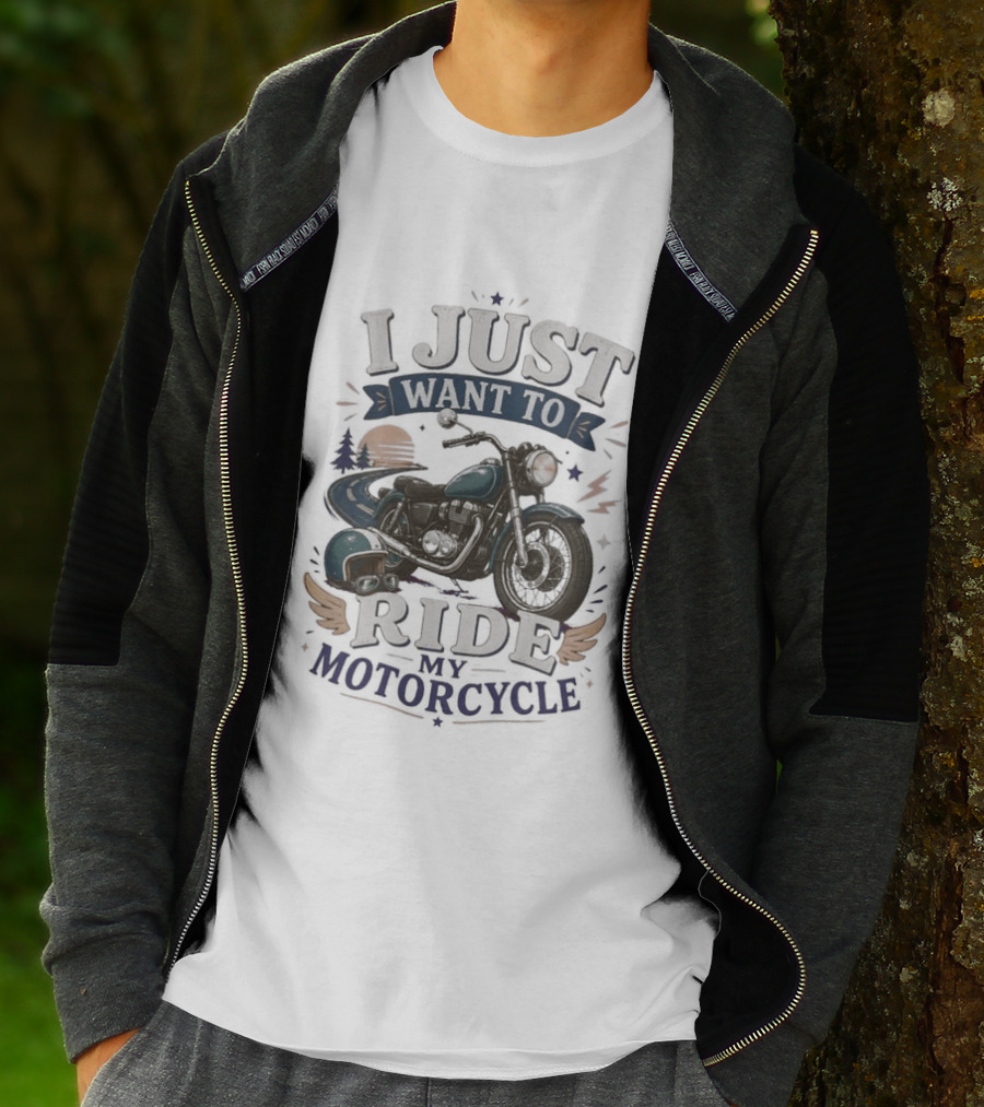 I Just Want To Ride My Motorcycle Retro Sunset And Cruiser T-Shirt