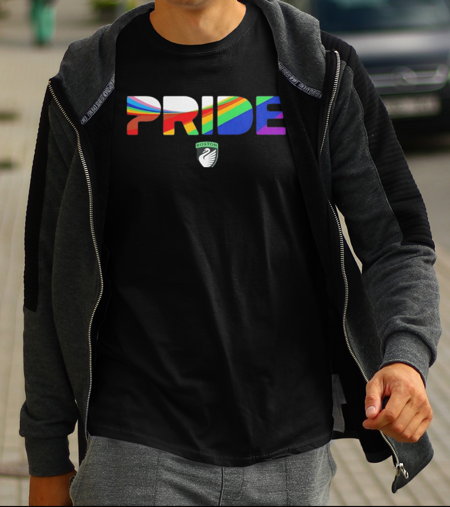 Boston Legacy FC Pride Rainbow Stripes 2026 Swan T-Shirt
