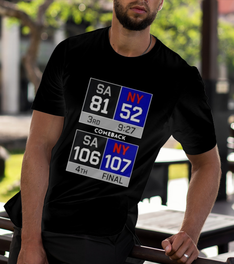 New York Knicks Epic Comeback Victory Against San Antonio Scoreboard Highlights T-Shirt