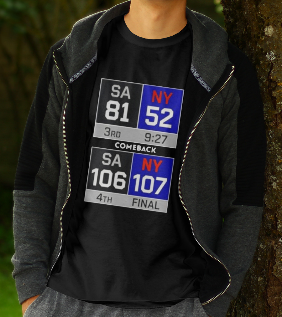 New York Knicks Epic Comeback Victory Against San Antonio Scoreboard Highlights T-Shirt