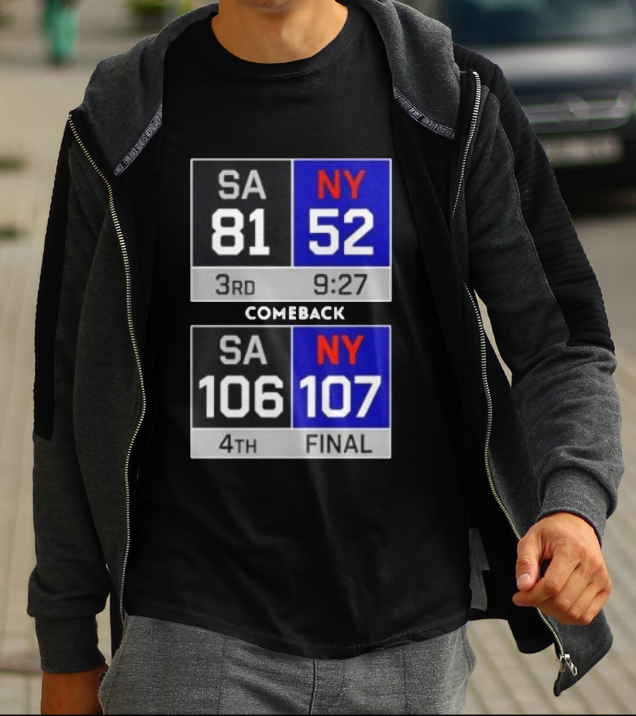 New York Knicks Epic Comeback Victory Against San Antonio Scoreboard Highlights T-Shirt