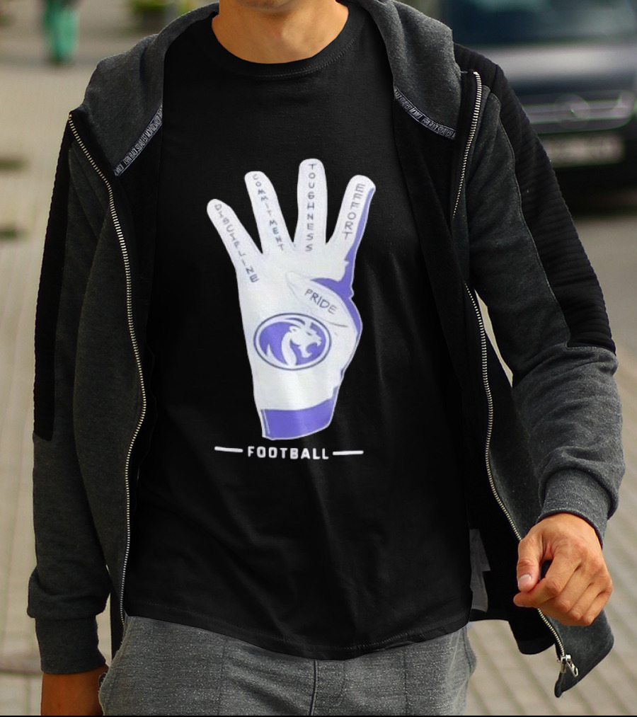 North Alabama Football Discipline Commitment Toughness Effort Pride Glove T-Shirt