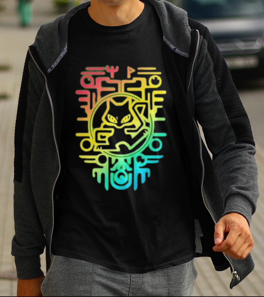 Og Ancient Mew And Mewtwo Pokemon Holographic Hieroglyphic T-Shirt