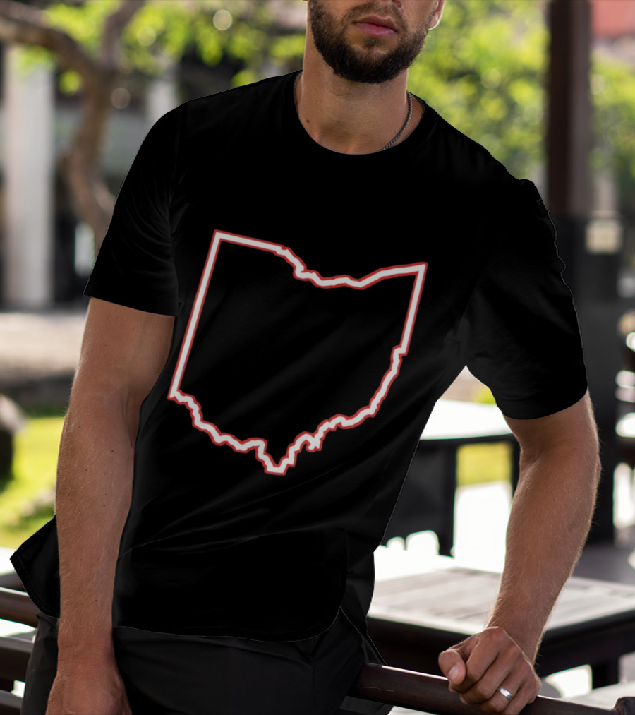 Ohio Outline Simple State Map Red T-Shirt