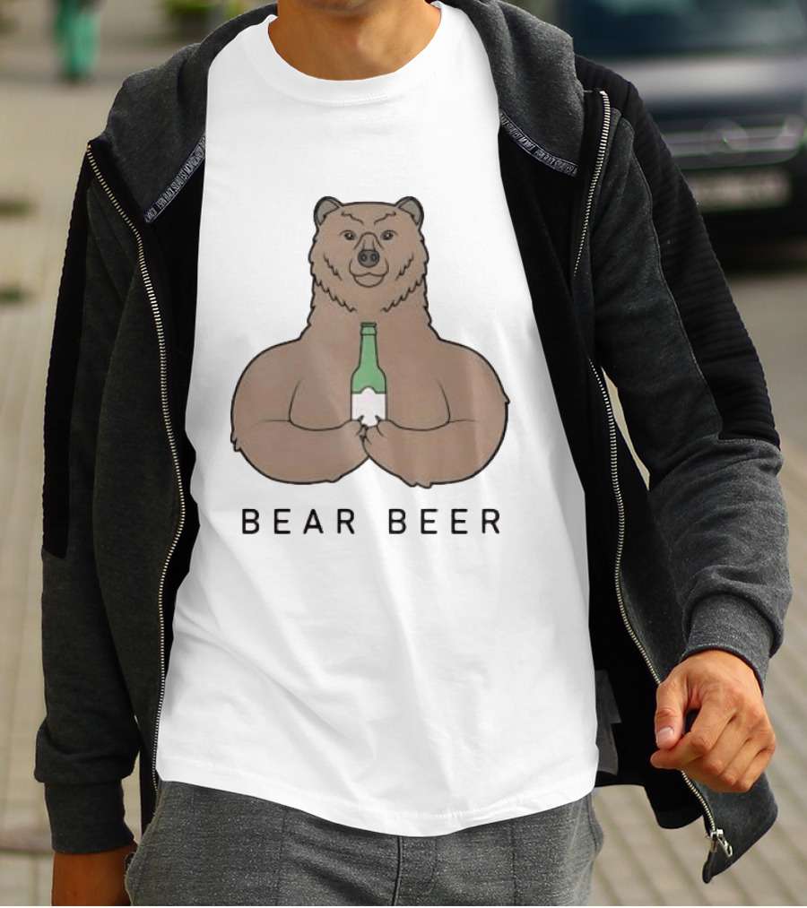 Bear Beer Meme Bottle Holding Bear T-Shirt
