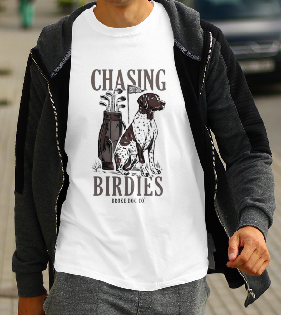Chasing Birdies Broke Dog Co Golf Bag Dog T-Shirt
