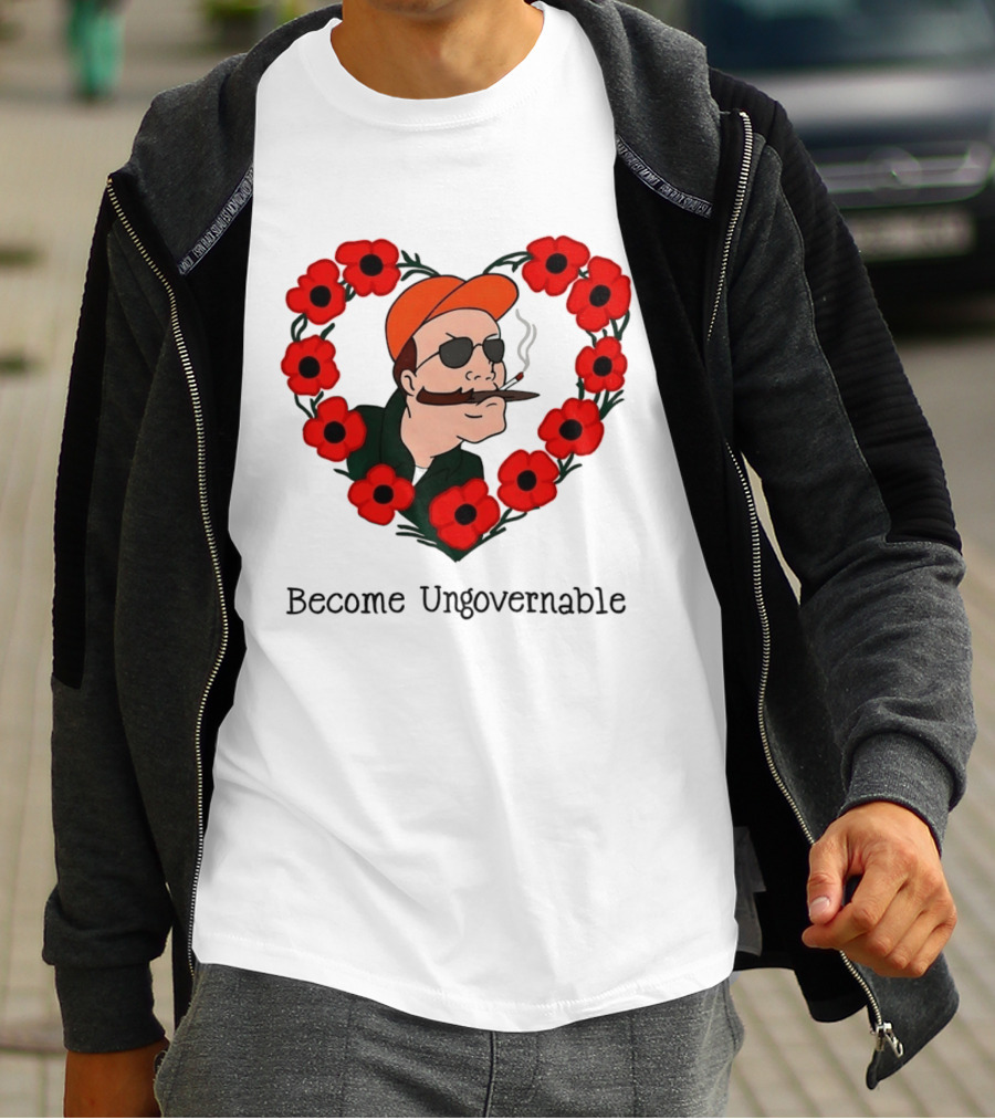 Become Ungovernable Dale Gribble King Of The Hill Red Flower Heart T-Shirt